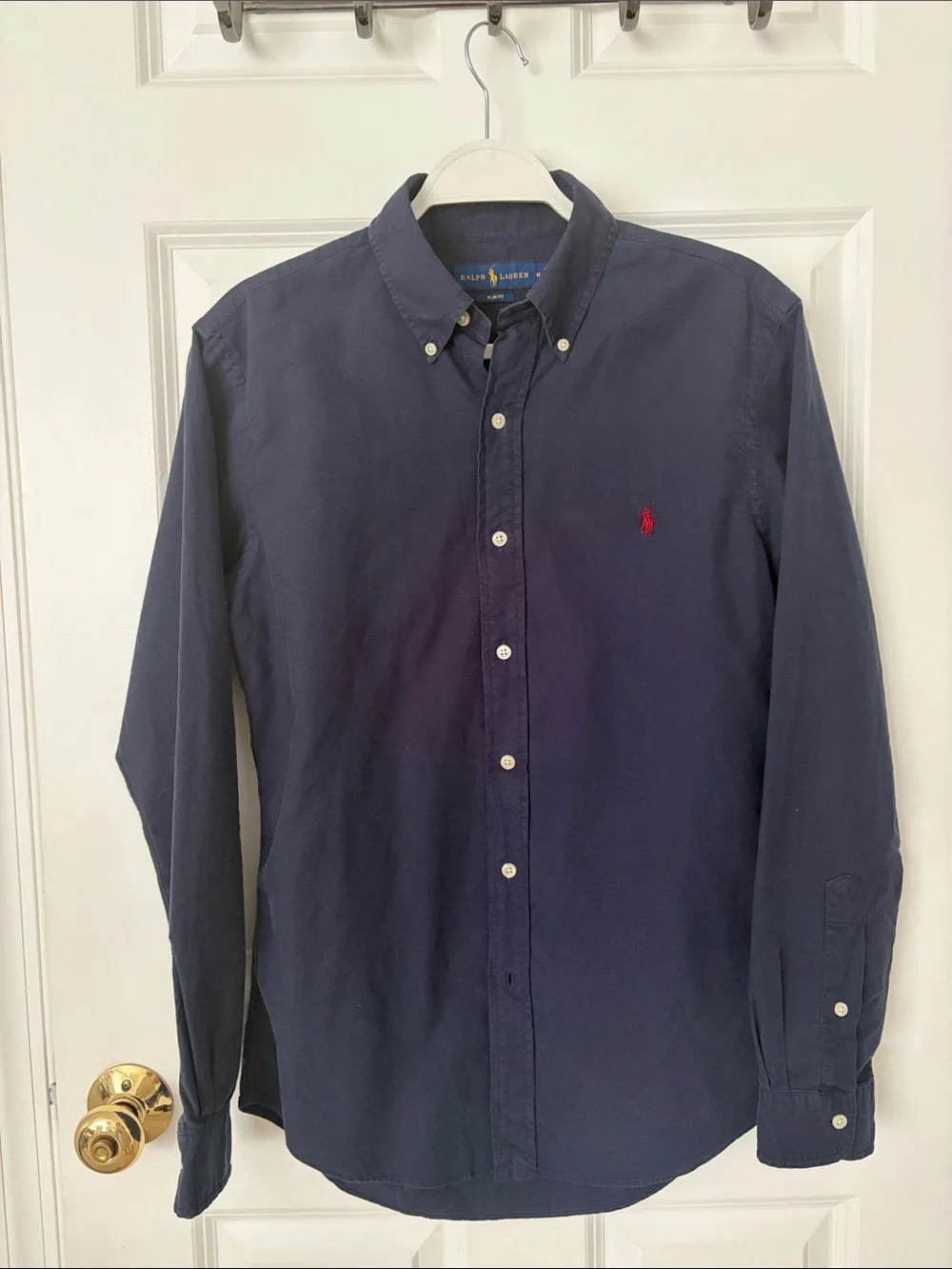 Polo by Ralph Lauren Navy Button-Down Shirt with Red Logo